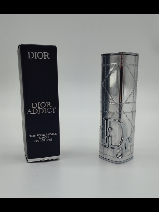 Dior Other - DIOR Addict Silver Cannage Lipstick Case CD Logo Japan Rare Beauty Luxe NIB